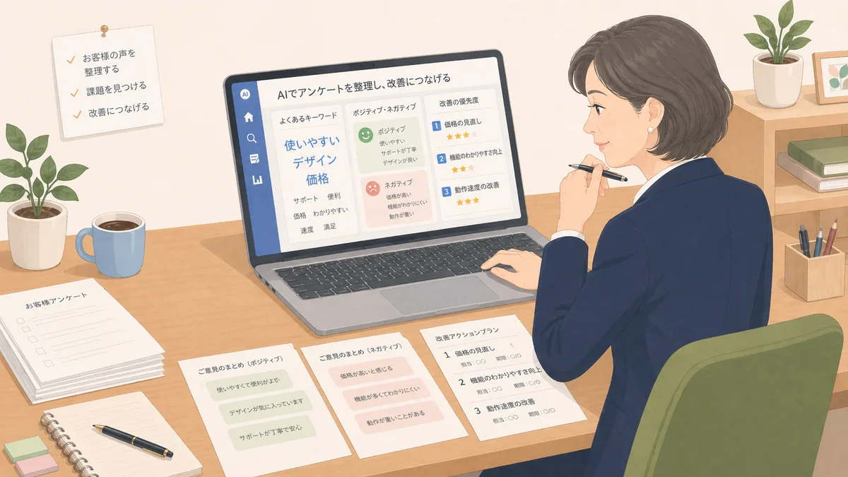 AIでお客様アンケートを整理する。声を次の改善に活かす方法
