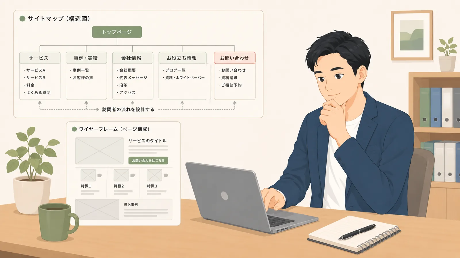 AIを使ったWebサイトの情報設計｜サイトマップとワイヤーフレームをどう決めるか