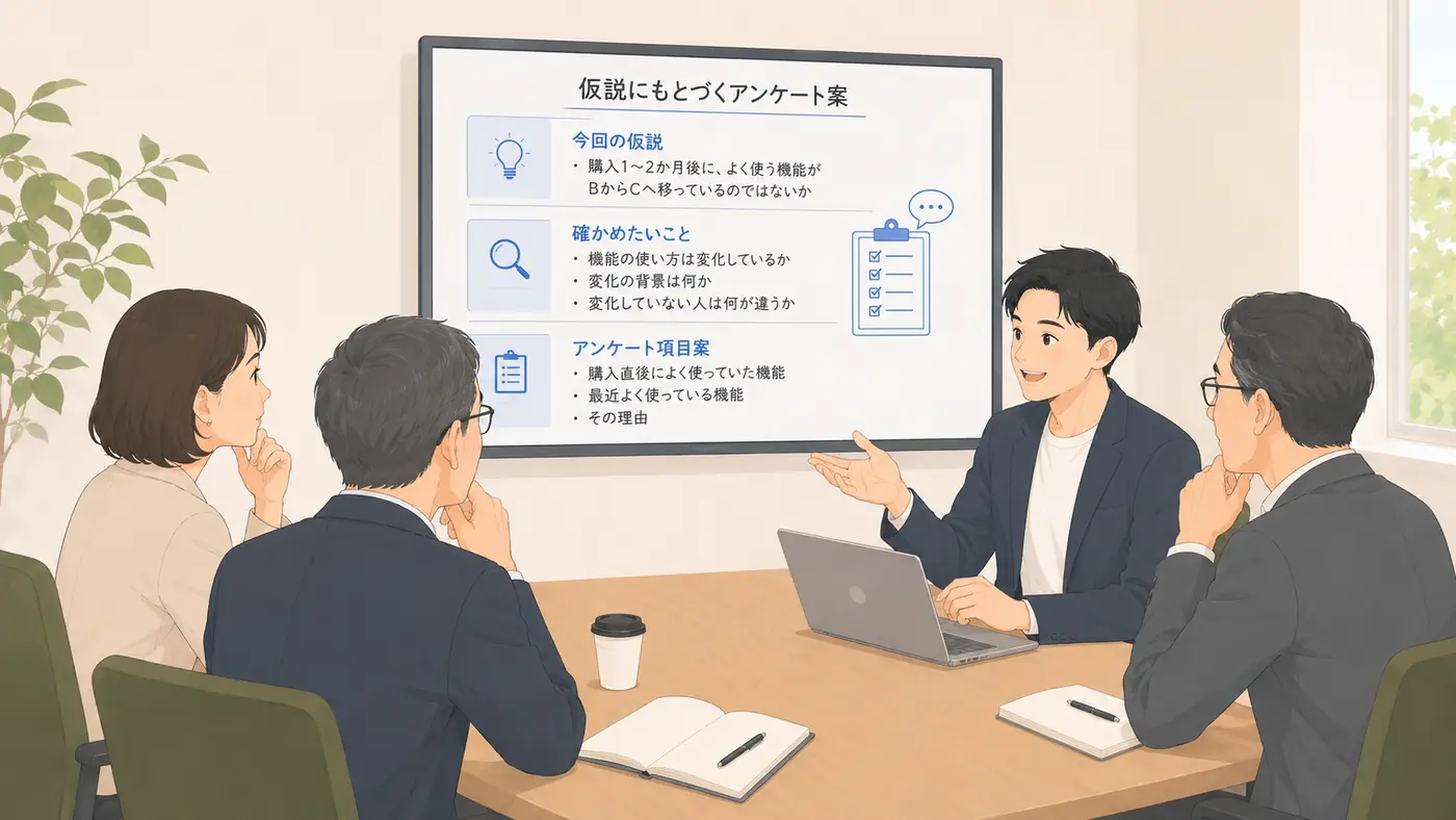 AIにアンケート作成を頼む前に、仮説と問いを整理する