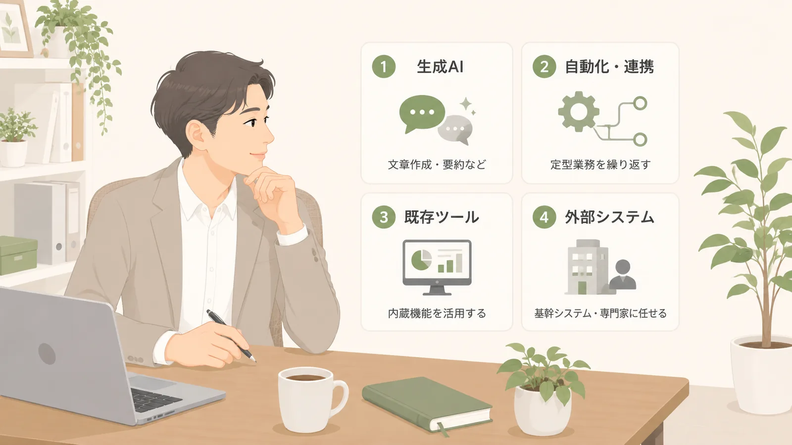 その困りごと、生成AIじゃないかもしれません｜業務効率化の手段を4つに整理する